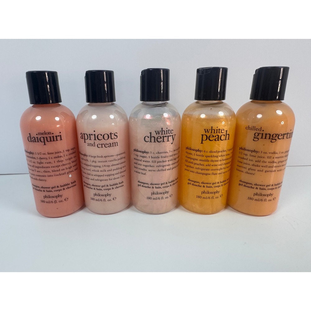 Philosophy 3-in-1 Shower Gel Set 5 Bottles Melon Daiquiri White Peach 6oz Each